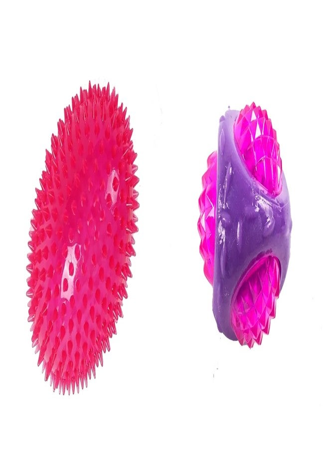 PET FUN LED Spike Rugby Ball Chew Toy for Dogs & Cats | Squeaky Light-Up Pet Toy TPR Diamond Ball Chew Toy with Squeaker & LED | Durable for Aggressive Chewers Combo of 2 - Image 1